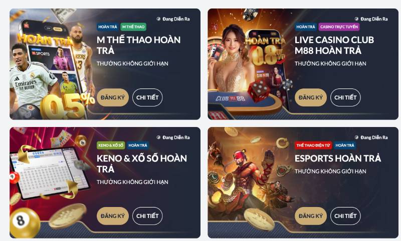 Ưu Đãi Hấp Dẫn M88 Dành Cho Người Chơi Năm 2025 2 Cược càng nhiều, hoàn lại càng cao – hỗ trợ người chơi dài hạn.