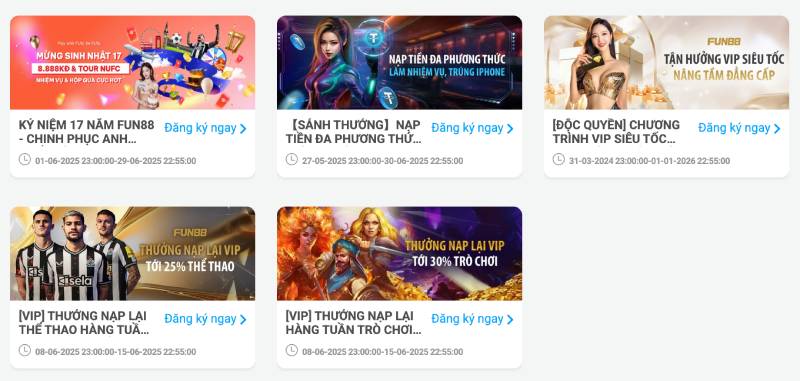 Khuyến Mãi Fun88 2025: Ưu Đãi Toàn Diện Cho Người Chơi Cá Cược 3 Đặc quyền nâng cấp dành cho hội viên VIP