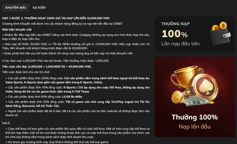 Hướng dẫn nhận khuyến mãi dễ dàng tại Oxbet