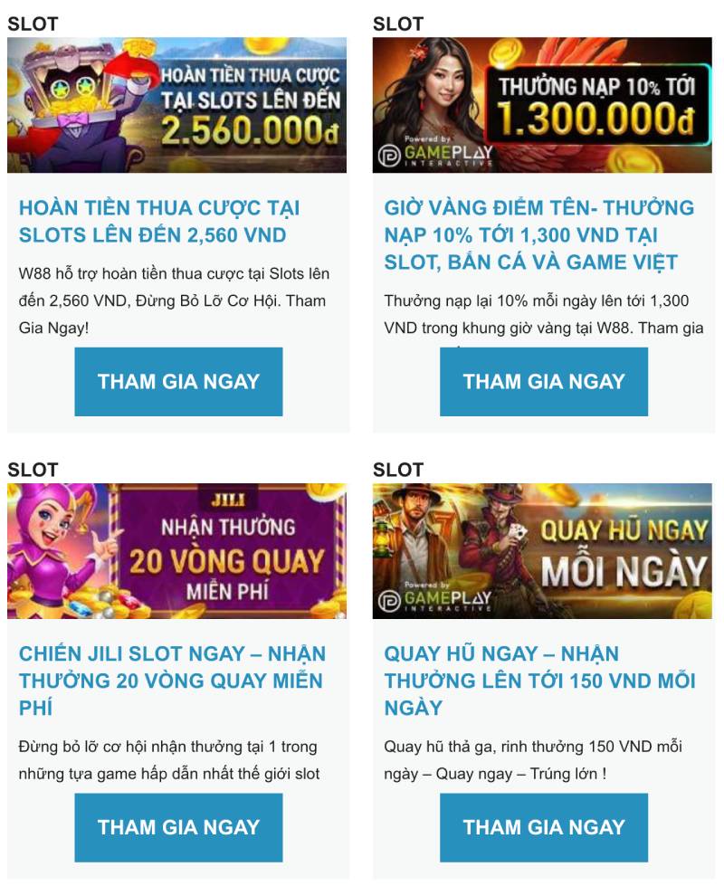 Khuyến Mãi W88 Năm 2025 - Tận Dụng Ưu Đãi Để Bứt Phá 5 Khuyến mãi slot game
