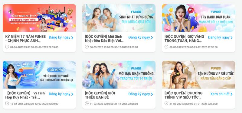 Khuyến Mãi Fun88 2025: Ưu Đãi Toàn Diện Cho Người Chơi Cá Cược 4 Sự kiện đặc biệt – Thưởng lớn mỗi tháng