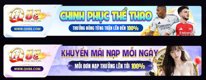 Ưu Đãi Hấp Dẫn Tại Qh88 – Khuyến Mãi Cực Chất Cho Người Chơi Đam Mê 5 Ưu đãi nạp mỗi ngày – Nhận 100% thưởng cho từng giao dịch