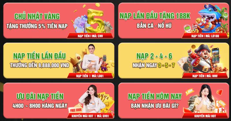 Khuyến Mãi 789bet Mới Nhất Cho Người Chơi Tại Việt Nam 2 Ưu đãi nạp tiền và vòng quay không giới hạn